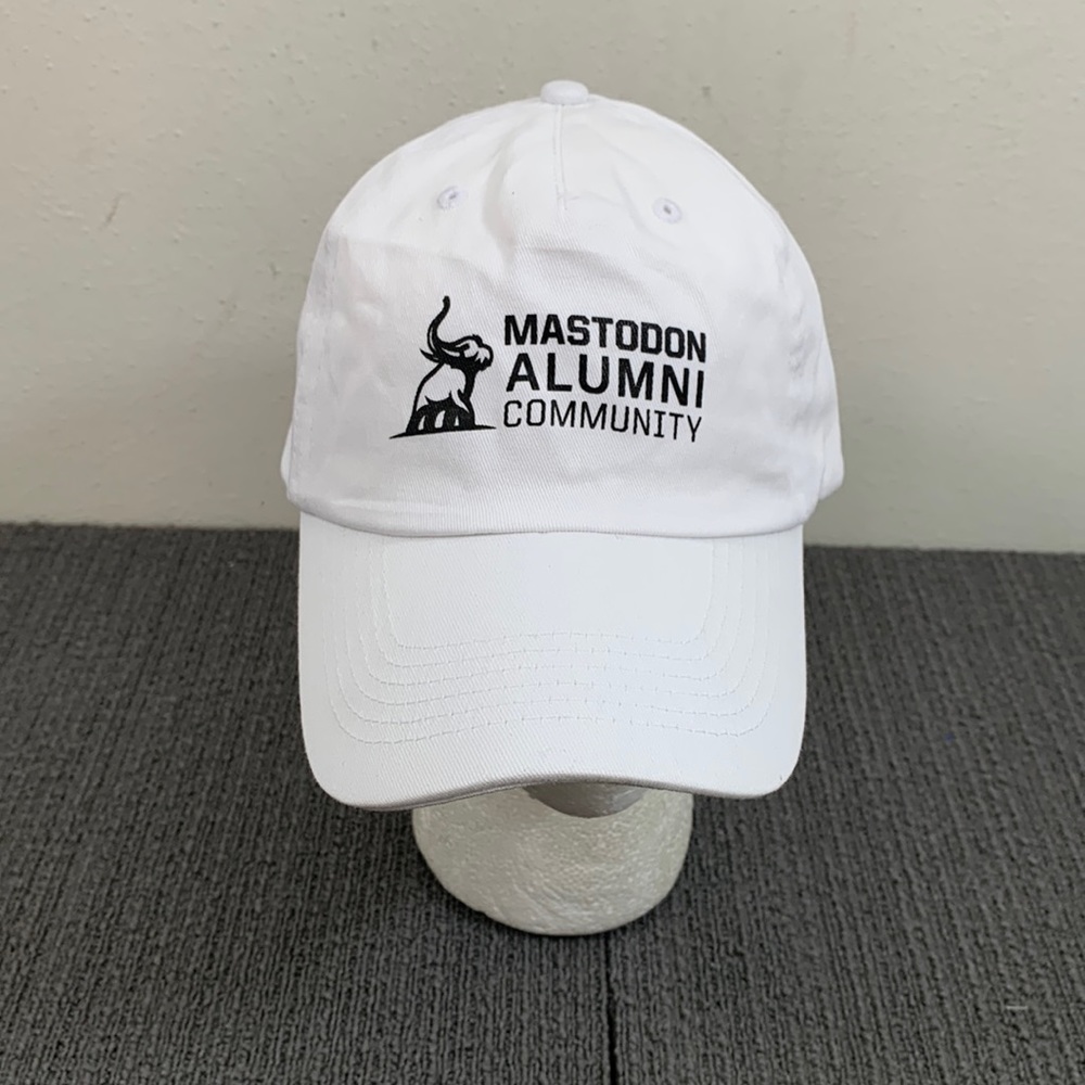 Mastodon Alumni Community Baseball Hat Unisex OSFA White Strapback Hit Wear